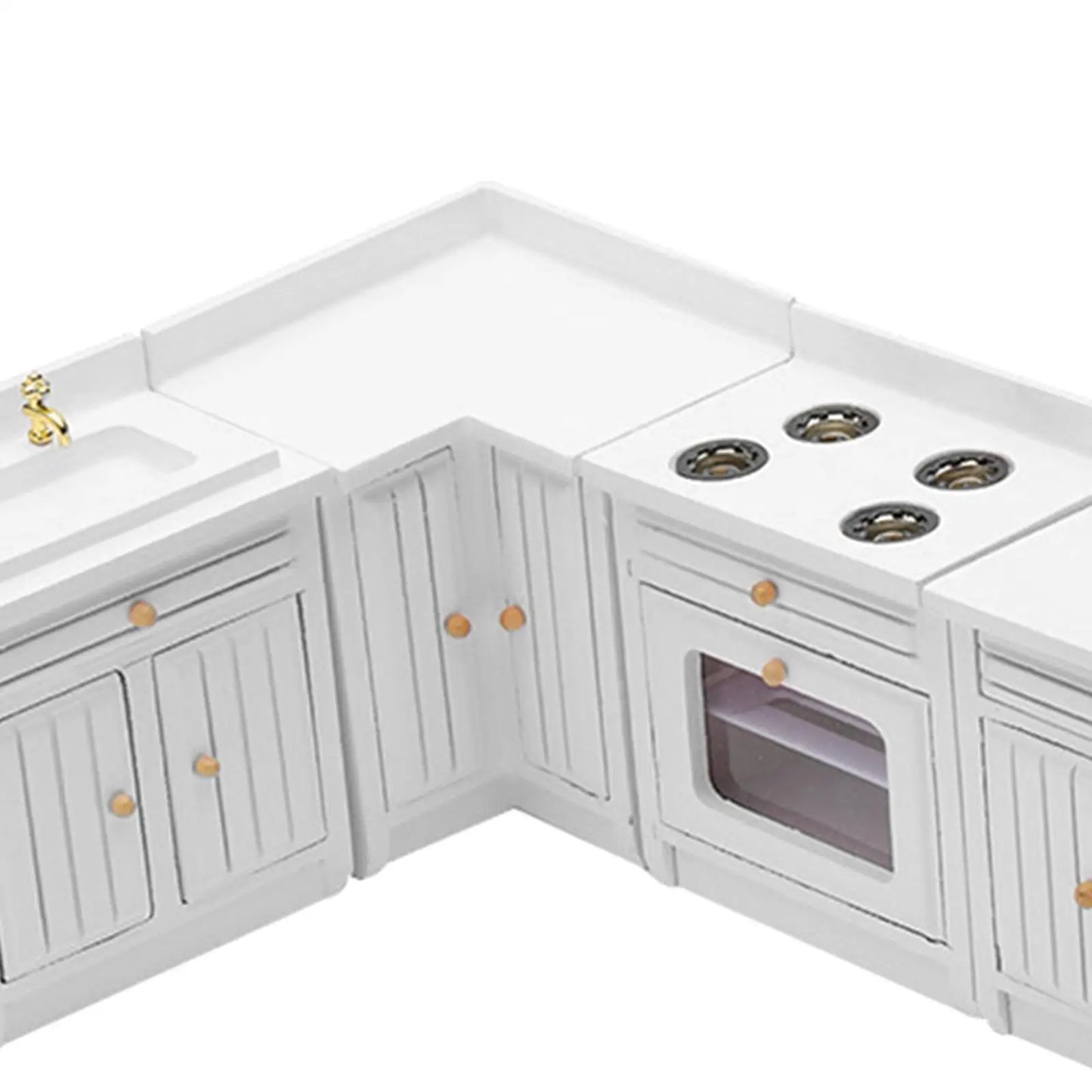 Cuisine Miniature Maison de Poupée Échelle 1:12 - Kit Complet 4 Pièces en Bois de Bouleau