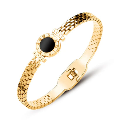 Bracelet Jonc Chiffres Romains Acier Chirurgical Plaqué Or 18K – Love Letter Rome Femme
