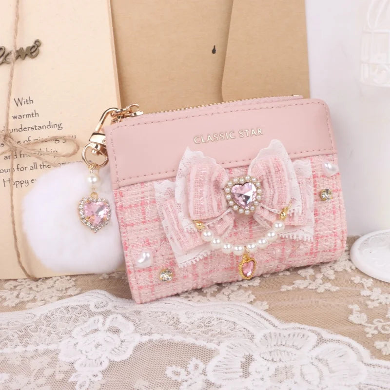 Portefeuille Femme Lolita Mignon Cuir PU - Court Porte-Cartes Monnaie Kawaii Cadeau Fille
