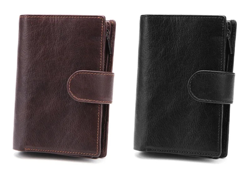 Portefeuille Homme Court Cuir Véritable Luxe - Porte-Cartes ID Multifonction Unisexe