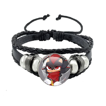 Bracelet Shadow le Hérisson Cabochon Verre – Cuir Multicouche Tressé Unisexe