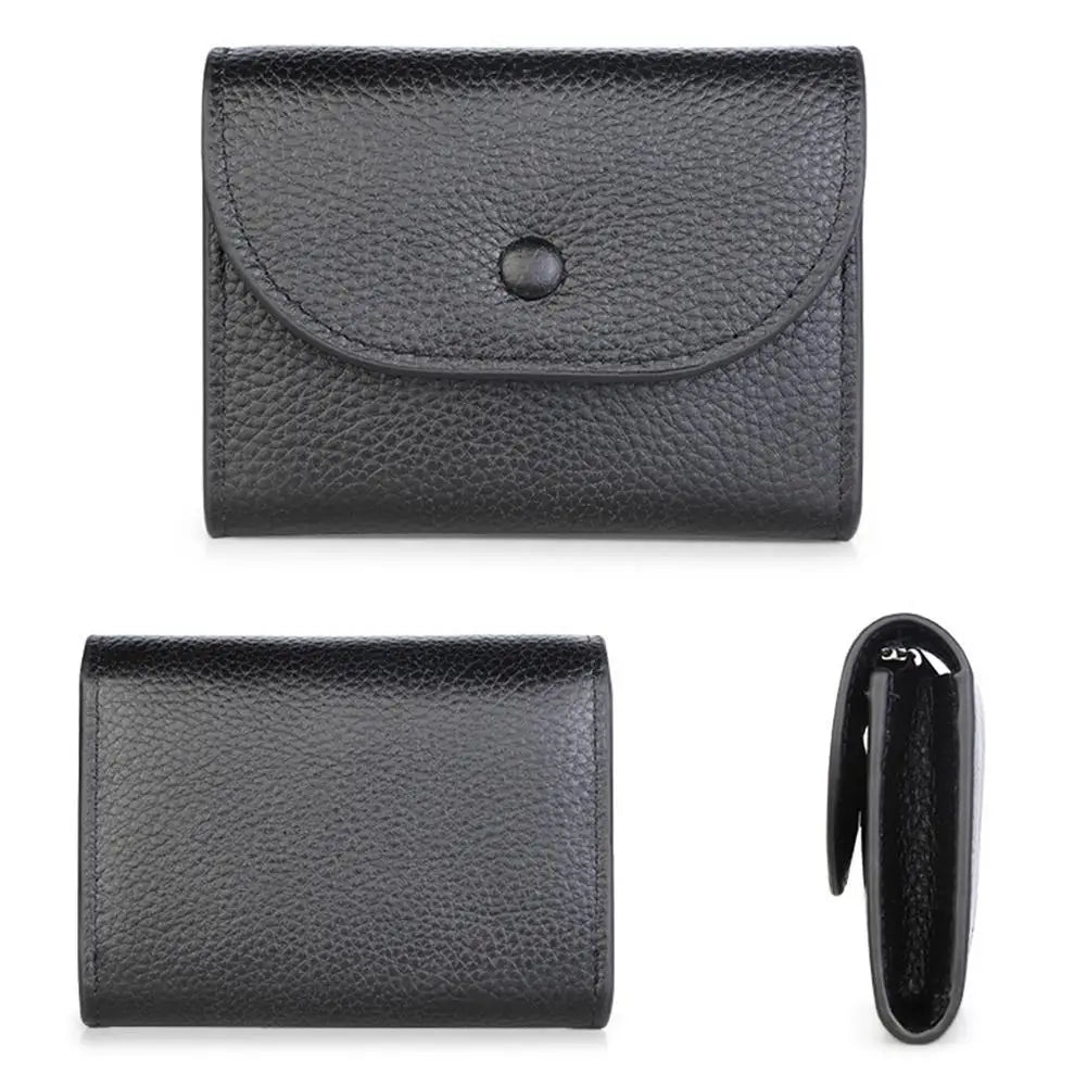 Portefeuille Femme Cuir PU Porte-Carte Compact - Petit Porte-Monnaie Clutch Portable Sac Fashion Noir