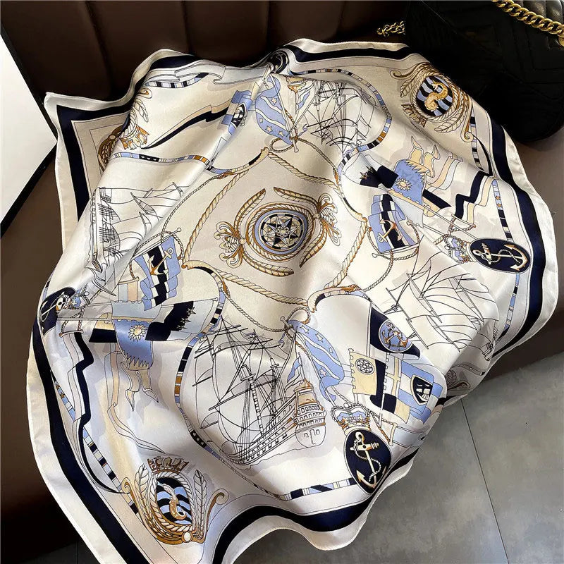 Foulard Carré Soie Naturelle 100% 65cm Femme - Bandana Headscarf Neckerchief Châle Luxe