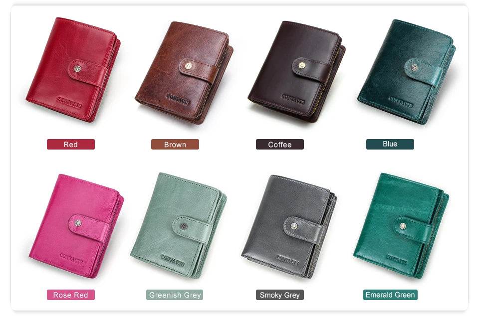 Portefeuille Femme Cuir Véritable Luxe Rose - Porte-Monnaie Compact Fermoir Hasp Porte-Carte Qualité