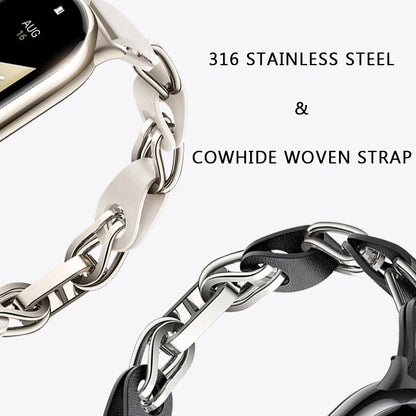 Bracelet Acier Inoxydable Xiaomi MiBand 8 - Cuir Métal Fashion Lady NFC Remplacement