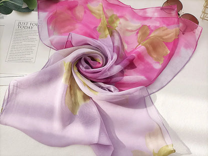 Foulard Écharpe Georgette Dégradé Rose Femme - Bandana Châle Été Protection Solaire Plage