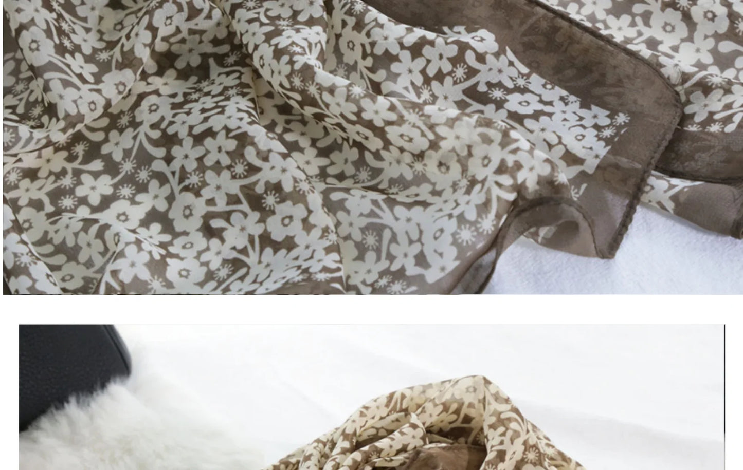 Foulard Écharpe Mousseline Petite Fleur Femme - Bandana Hijab Châle Été Protection Solaire