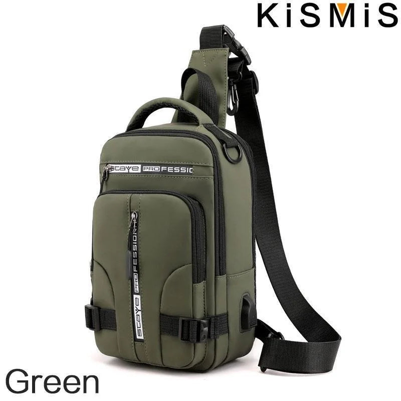 Sac Bandoulière Multifonction avec Port USB – Nylon Imperméable