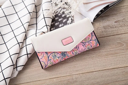 Portefeuille Pochette Femme Enveloppe Grande Capacité - Porte-Monnaie Long Cuir PU Bouton Clutch Élégant