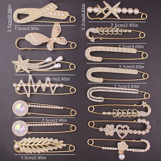 Set of 10 Elegant Multifunctional Brooches - Scarf and Belt Clips