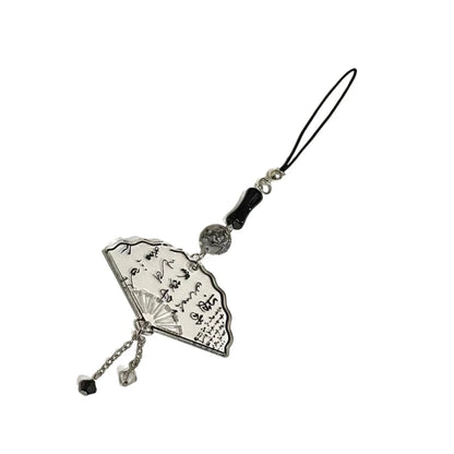 Charm Téléphone Éventail Papillon Chinois – Pendentif Acrylique Calligraphie