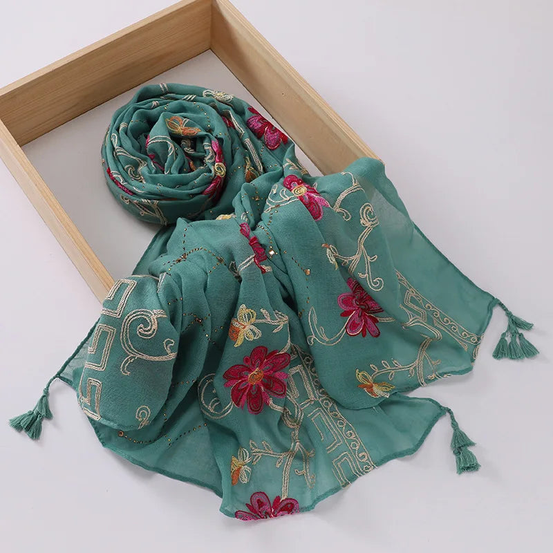 Hijab Imprimé Aquarelle Premium - Voile Femme Doux et Léger