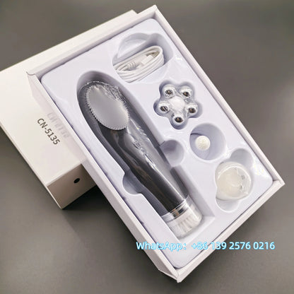 Appareil Nettoyage Facial 4-en-1 Silicone - Brosse Électrique Lifting Visage Anti-Âge Rose