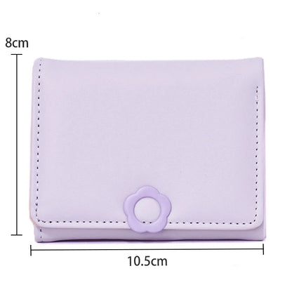 Portefeuille Femme Tri-Fold Cuir PU Bouton Fantaisie - Porte-Cartes Court Porte-Monnaie