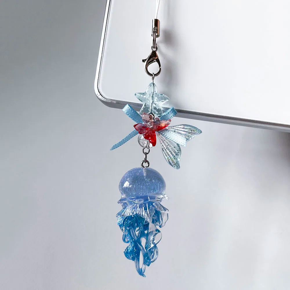 Charm Téléphone Méduse Sirène Perles – Porte-Clés Fairycore Marin