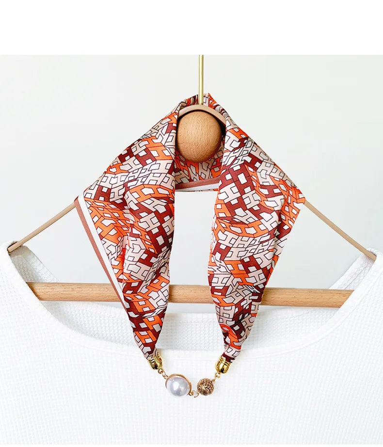 Women's Square Scarf with Magnetic Buckle - Versatile Summer Luxury Scarf/Necklace