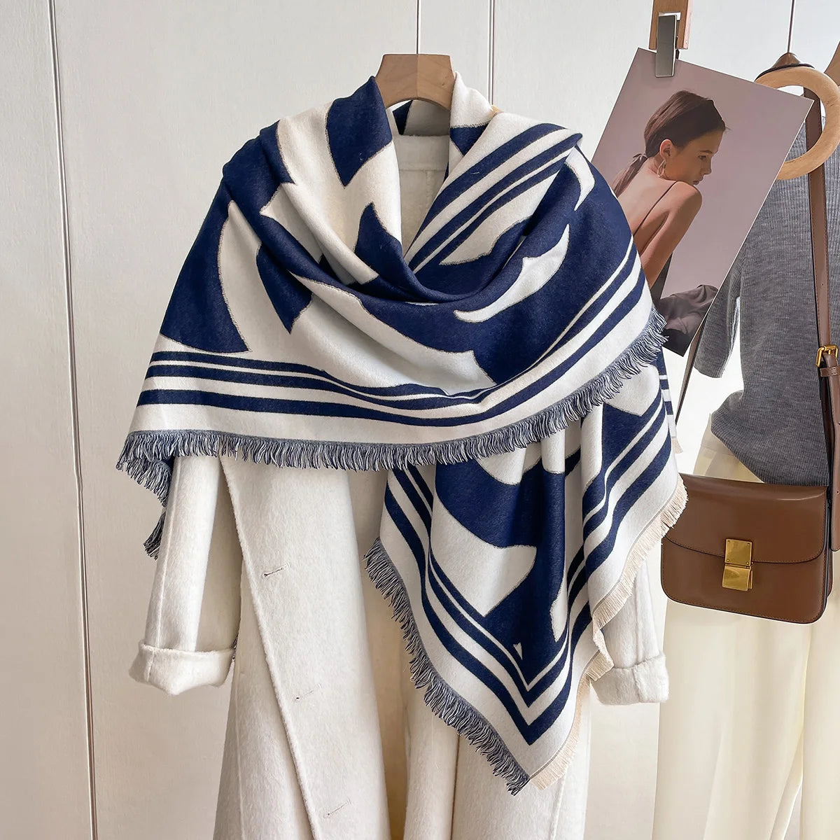 Foulard Écharpe Cachemire Imitation Femme Hiver - Châle Carré Soie Laine Chaud Mode