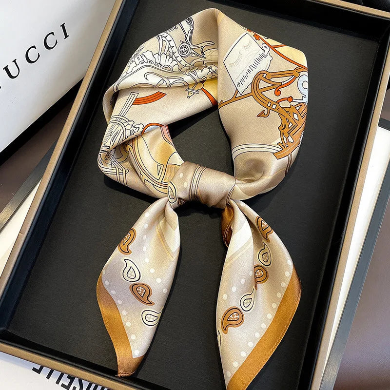 Foulard Carré Soie Naturelle 100% 65cm Femme - Bandana Headscarf Neckerchief Châle Luxe