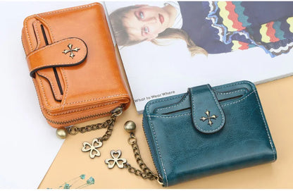 Portefeuille Femme Court Cuir PU Noir - Porte-Monnaie Hasp avec Porte-Cartes et Compartiment Pièces
