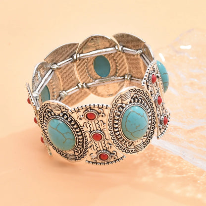 Bracelet Jonc Ethnique Tribal Turquoise - Inspiration Indienne et Africaine