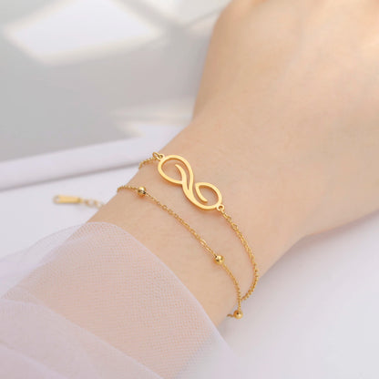 Bracelet Infini Acier Inoxydable – Double Couche Perles Minimaliste