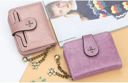 Portefeuille Femme Court Cuir PU Noir - Porte-Monnaie Hasp avec Porte-Cartes et Compartiment Pièces
