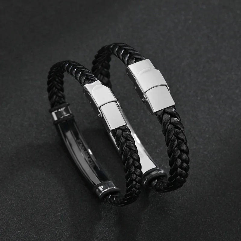 Bracelet en Corde Tressée et Acier Inoxydable - Style Hip-Hop Rock Unisexe