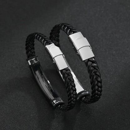 Bracelet en Corde Tressée et Acier Inoxydable - Style Hip-Hop Rock Unisexe