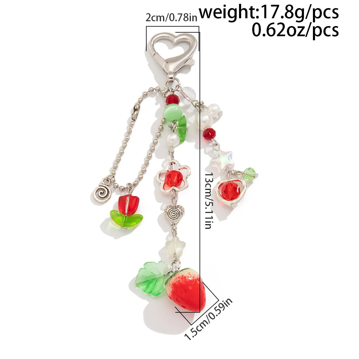 Porte-Clés Kawaii Perles Fraise Animé – Charm Sac Y2K Mignon