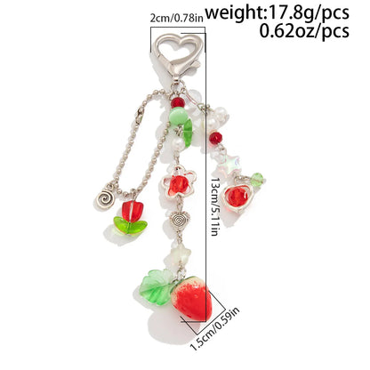 Porte-Clés Kawaii Perles Fraise Animé – Charm Sac Y2K Mignon