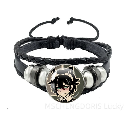 Bracelet Gaming Coffin Andy Leyley – Cuir Multicouche Tressé Noir Unisexe
