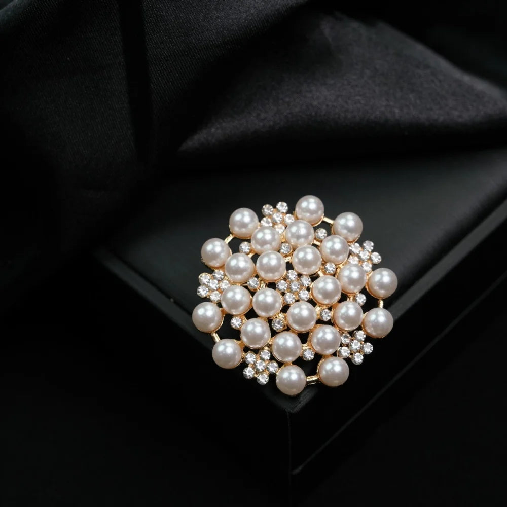 Broche Cœur Amour Perle Fleur Tulipe Luxe – Pin's Corsage Alliage Élégant Mariage Femme