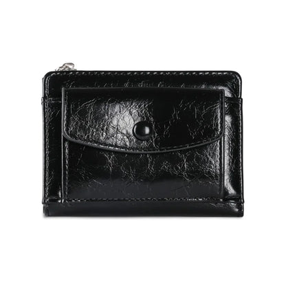 Portefeuille Femme Court Cuir PU Argenté - Porte-Carte Zippé Ultra Fin Multifonction Élégant