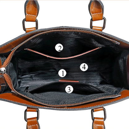 Sac Tote Femme Cuir Véritable Vachette - Grande Capacité Shopping Office 2026