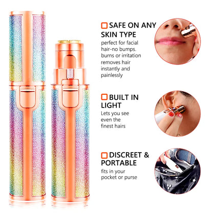 Épilateur Électrique 2-en-1 Portable Femme - Trimmer Sourcils Corps Visage Rasoir Indolore USB