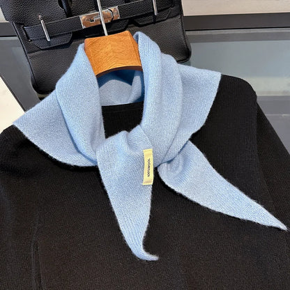 Foulard Triangle Laine 100% Femme - Écharpe Tricotée Style Britannique Coréen Multifonction