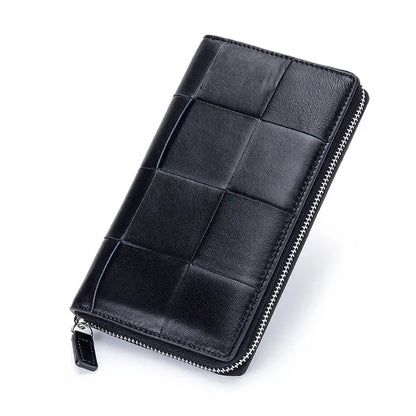 Portefeuille Femme Long Cuir Véritable Luxe - Clutch Design Marque Cadeau Cash Purse Élégant Marron