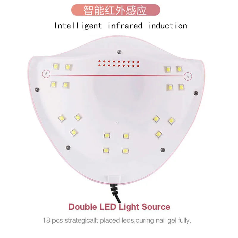 Lampe UV LED Ongles 18 LEDs Séchoir Gel Polish - Détection Auto Manucure Pédicure Portable