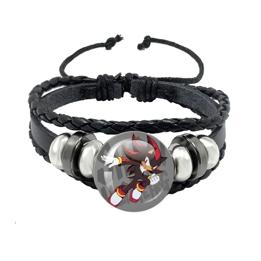 Bracelet Shadow le Hérisson Cabochon Verre – Cuir Multicouche Tressé Unisexe