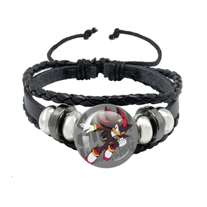 Bracelet Shadow le Hérisson Cabochon Verre – Cuir Multicouche Tressé Unisexe