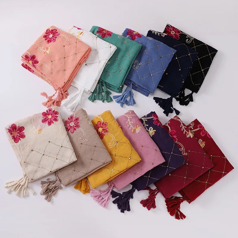 Hijab Imprimé Aquarelle Premium - Voile Femme Doux et Léger