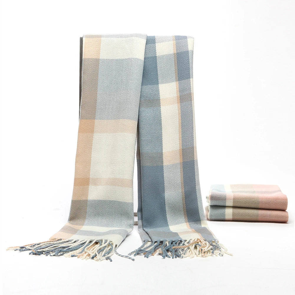 Foulard Écharpe Carreaux Femme Automne Hiver - Cachemire Châle Chaud Mi-Long