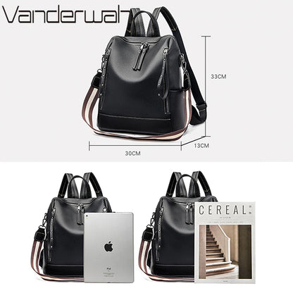 Sac à Dos Femme Cuir Souple Imperméable Jaune - Sac École Luxe Multifonction