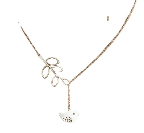 Collier Choker Oiseau Feuilles – Pendentif Statement Nature Doré