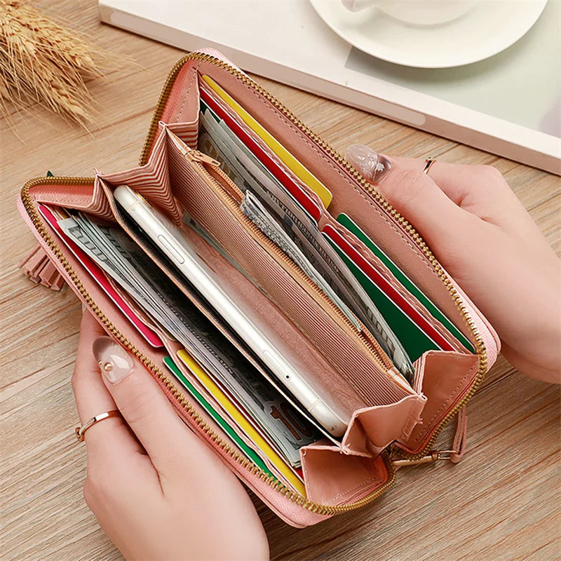 Portefeuille Femme Long Cœur Luxe - Clutch Wallet Porte-Cartes Téléphone Vert