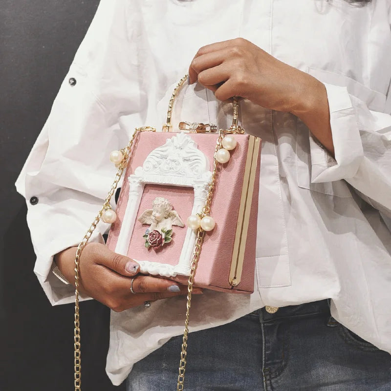 Sac à Main Femme Luxe Perles Ange - Crossbody Cuir Épaule Designer Élégant