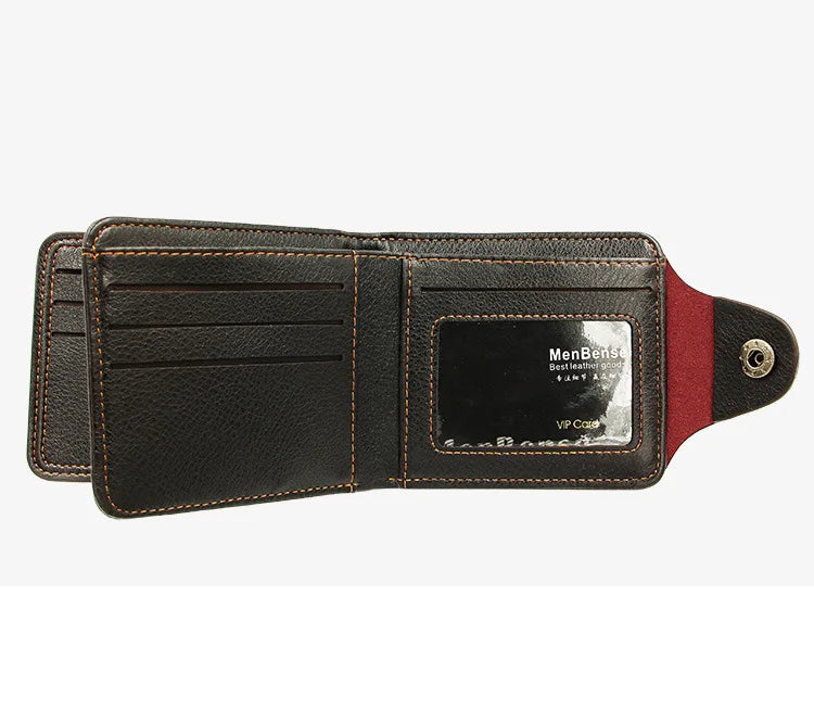 Portefeuille Homme Bifold Cuir PU Slim - Porte-Cartes Court Business Compact