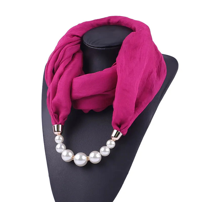Foulard Collier Pendentif Couleur Unie Femme - Écharpe Neckerchief Bijou Hijab Accessoire