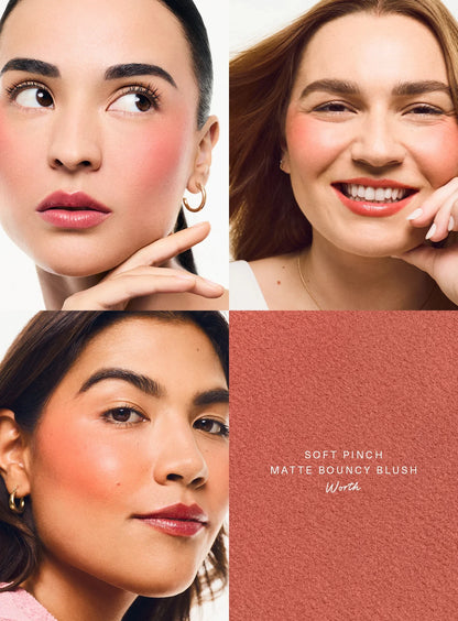 Blush Rare Beauty Soft Pinch Matte Worth - Crème Poudre Rebondi Coussiné Aérien Léger Flush Naturel