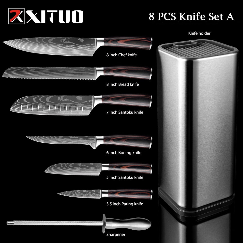 Couteaux de Chef Professionnels 1-10 Pièces - Set Cuisine Acier Inoxydable